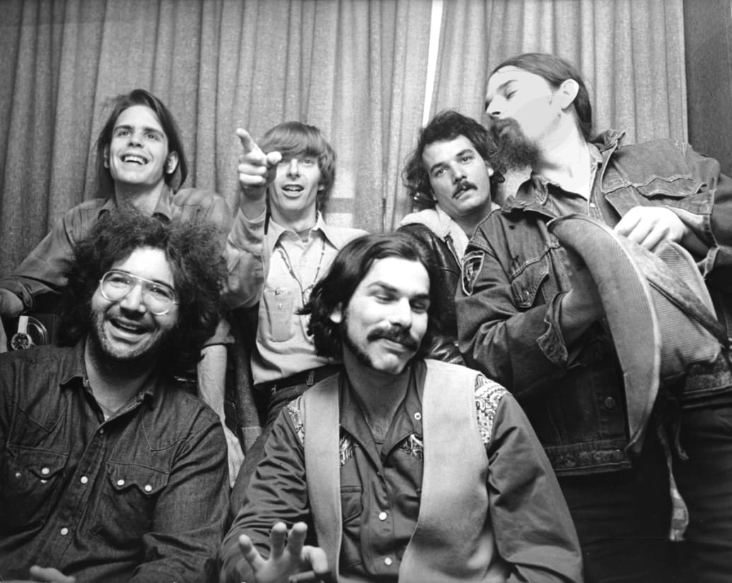Bob Weir, Phil Lesh, Bill Kreutzmann, Ron "Pigpen" McKernan, Mickey Hart and Jerry Garcia of The Grateful Dead during the Music File Photos in the United Kingdom in 1970.