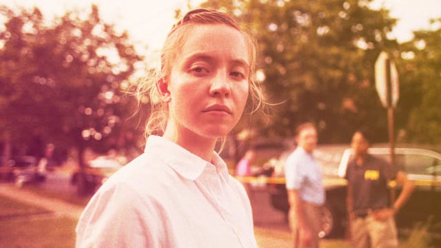Screenshot of Sydney Sweeney's character in "Reality"