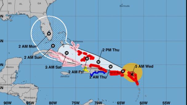 National Hurricane Center Map of Hurricane Irma's path.