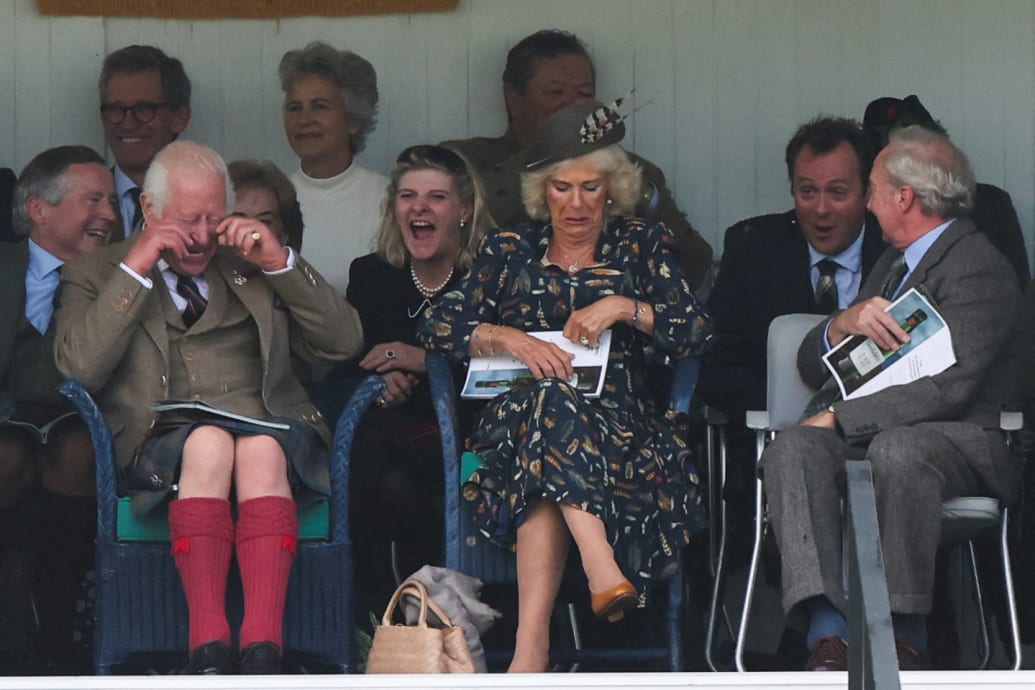 King Charles and Queen Camilla attend the Braemar Royal Highland Gathering at Princess Royal and Duke of Fife Memorial Park, in Braemar, Scotland, Britain Sept. 7, 2024.