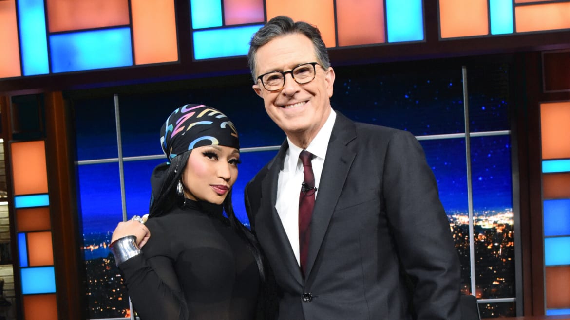 Nicki Minaj Battles Colbert in Triumphant Return to ‘The Late Show’