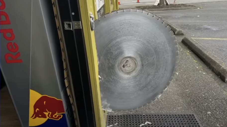 A runaway saw blade that jammed into the side of a convenience store in Eugene, Oregon.