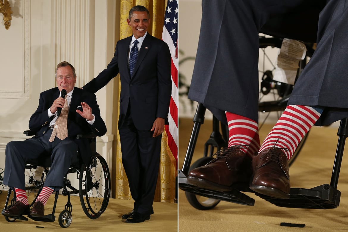 Image result for bush's colorful striped socks