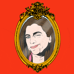 Illustrated gif of Nancy Mace winking in an elaborate gold mirror